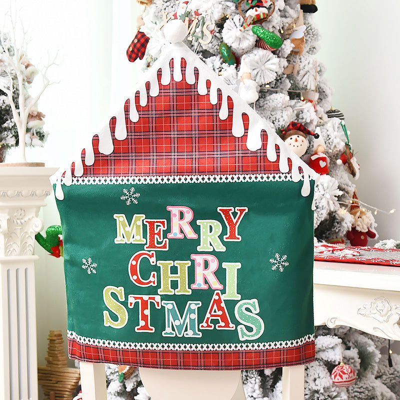 Soft cloth Christmas chair cover with letter design for festive atmosphere