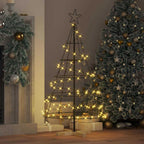 Modern Christmas tree with matte black finish and solid pine wood stand for seasonal decorating