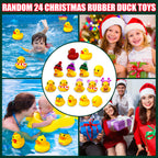 Close-up of small yellow rubber duck toy from Christmas advent calendar