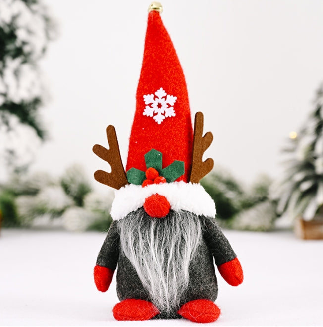 Antler dwarf men gnome Christmas decoration featuring traditional pointed hat for holiday display Main image