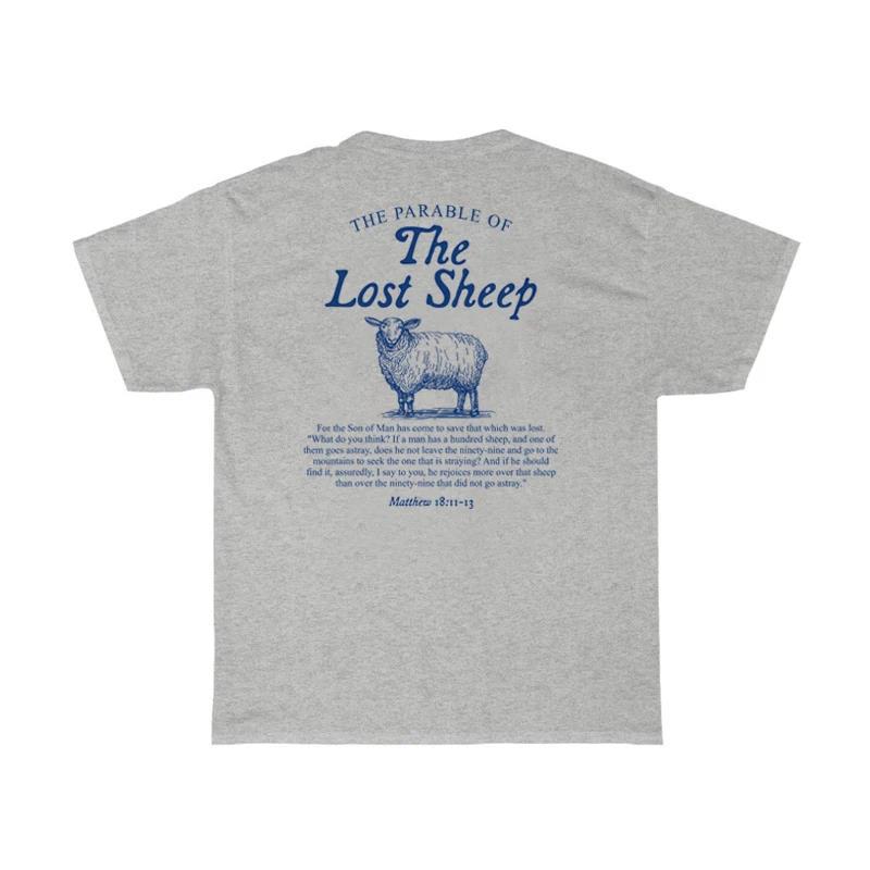 Lost Sheep Bible Verse Women's T-Shirt front view in white