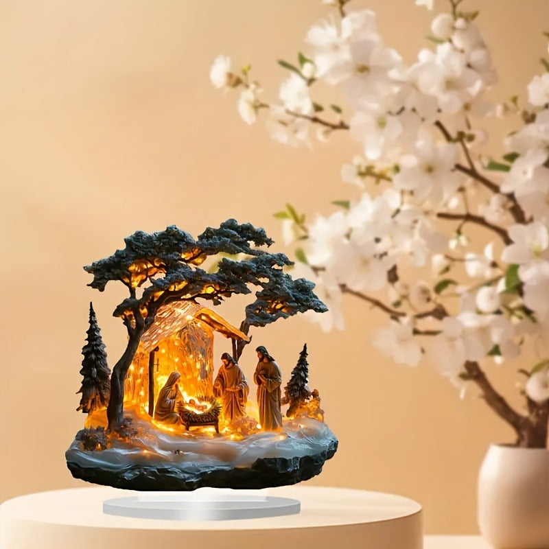 Creative acrylic ornament depicting joyful Jesus celebration scene