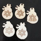 Christmas wood pendant with ribbon hanger detail