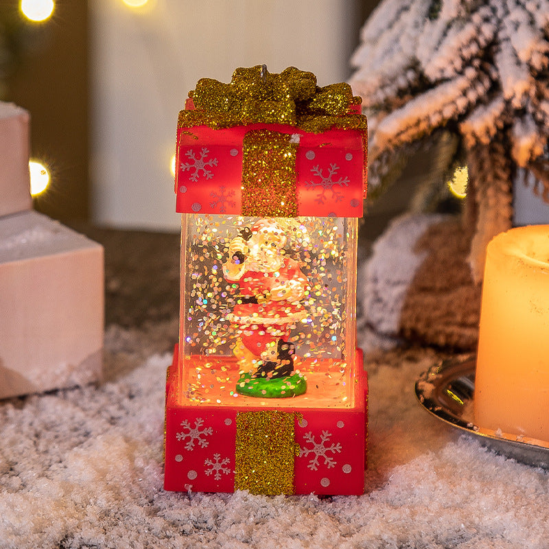 Plastic cartoon Christmas ornament with warm white glow effect
