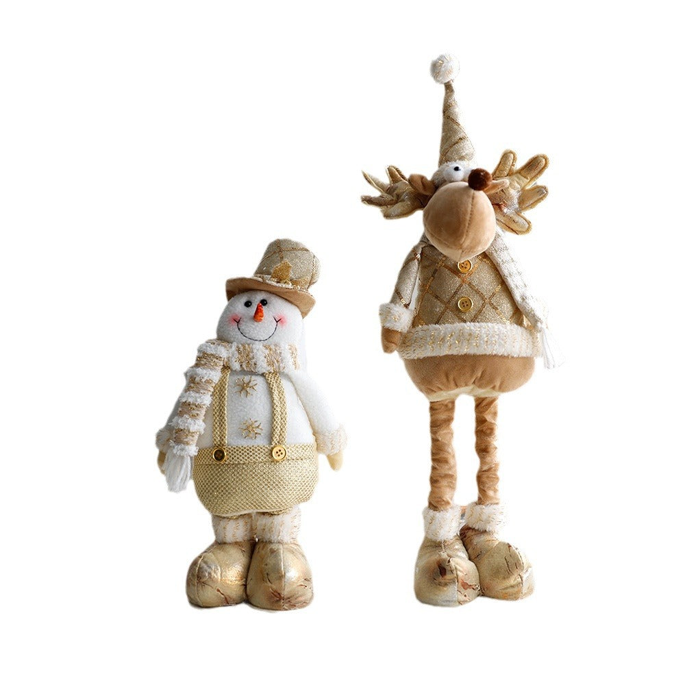Retractable mechanism on golden snowman Christmas decoration