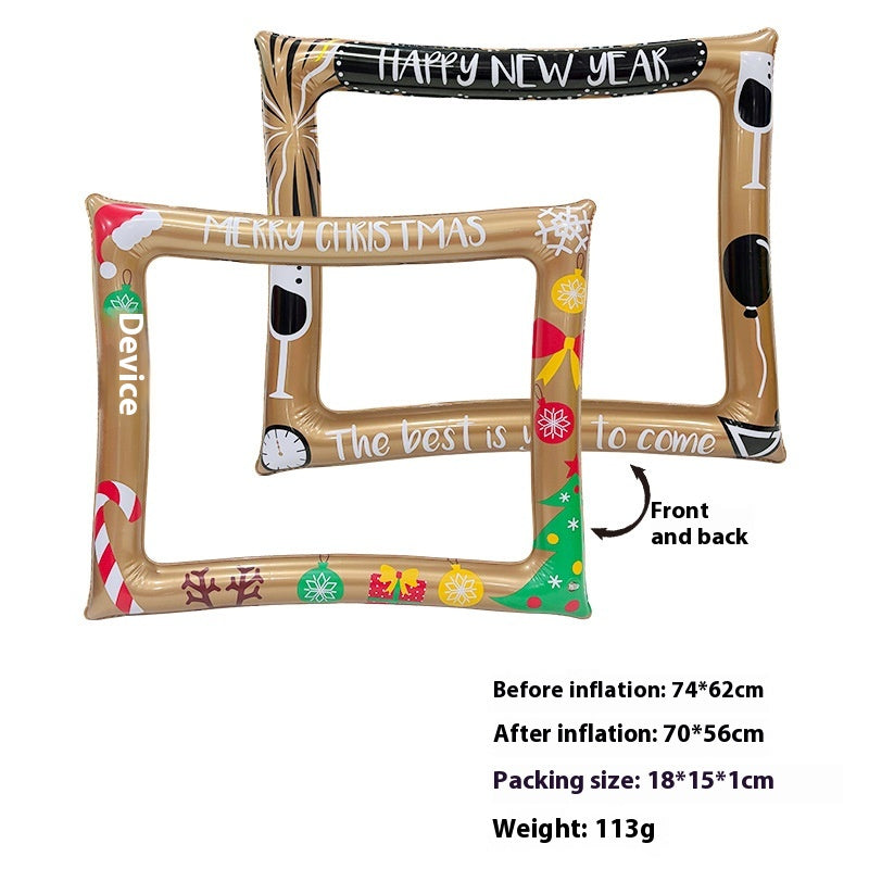 Inflatable Christmas photo frame creating joyful holiday photo opportunities
