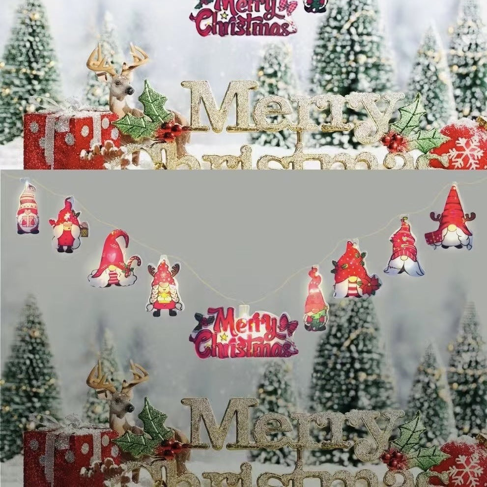 Battery powered 9-light Christmas decoration with playful holiday design
