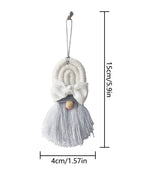 Detailed view of hand-woven cotton Christmas ornament texture