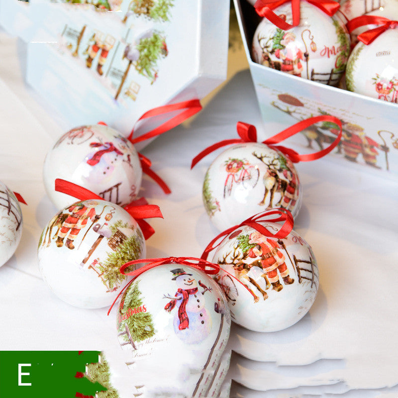 Variety of printed Christmas tree pendants in gift box