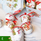 Variety of printed Christmas tree pendants in gift box