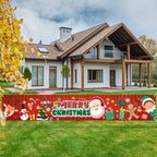 Set of Christmas decorative banners with seasonal patterns for holiday home styling