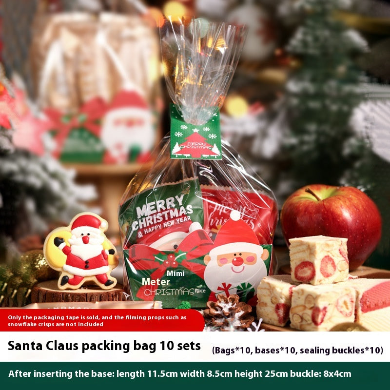 Festive Christmas packaging with green grid design for holiday treats
