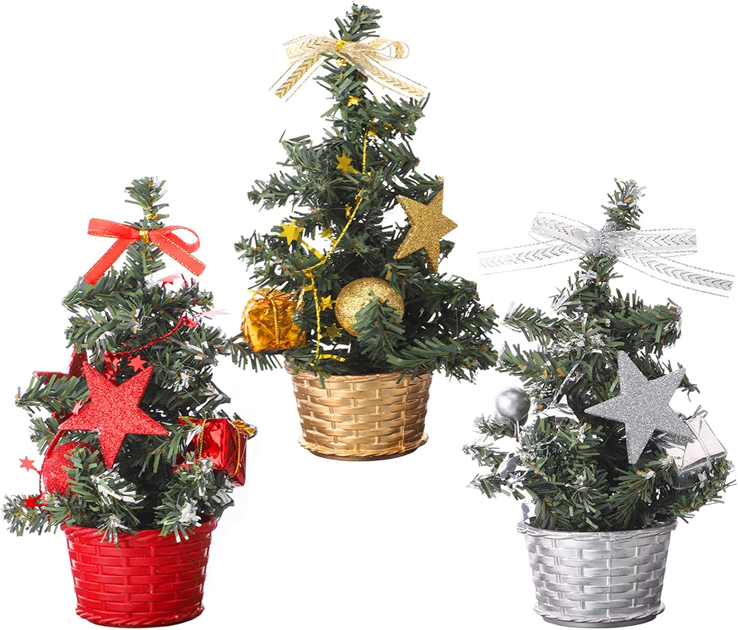 Festive mini Christmas tree set displayed on cozy holiday table setting