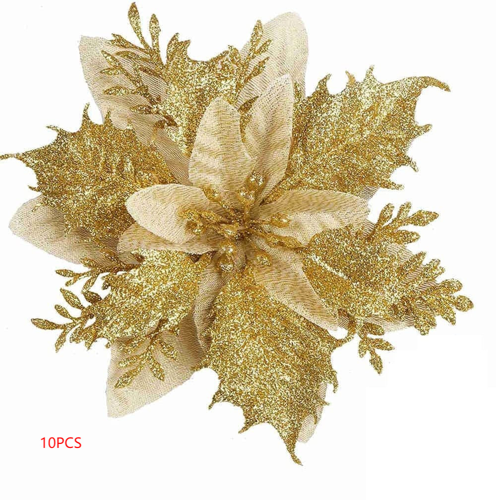 Christmas tree decoration featuring double-layer floral accent