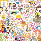 Colorful Jesus Christian graffiti stickers featuring waterproof, repositionable design for creative faith expression