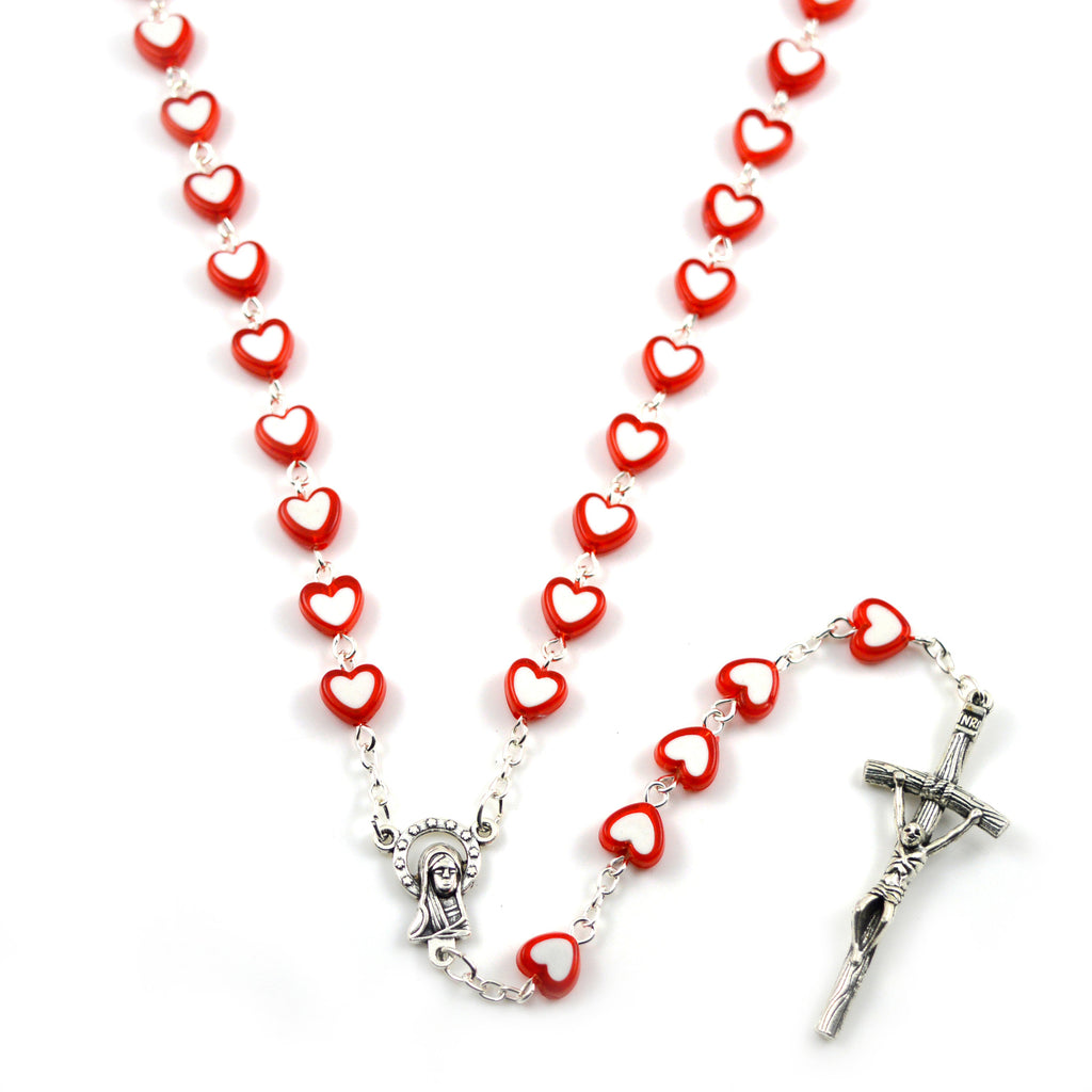 Heart-shaped religious pendant with Jesus Virgin Mary cross detail