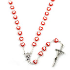 Heart-shaped religious pendant with Jesus Virgin Mary cross detail