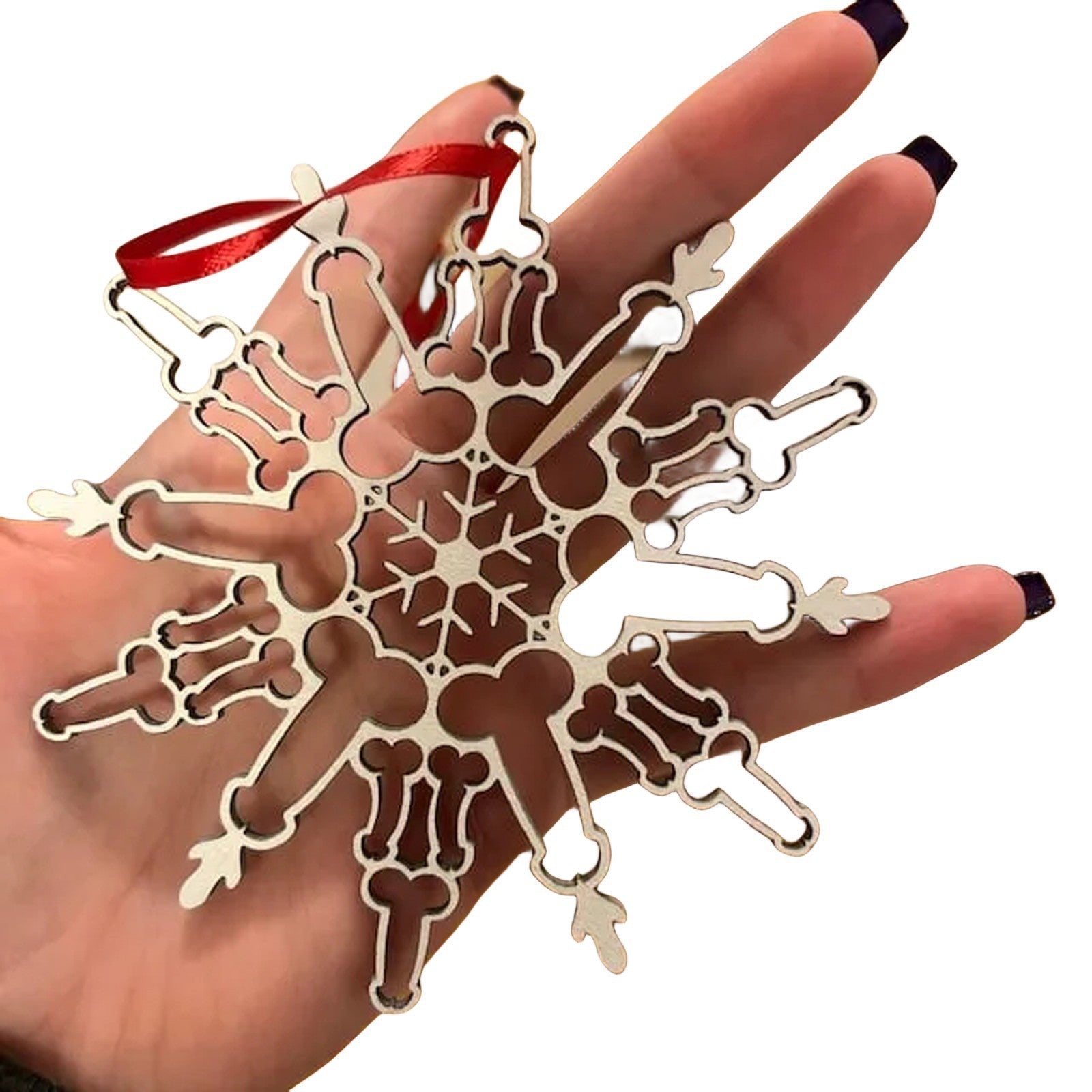 Natural wooden Christmas snowflake pendant for holiday display and gifting