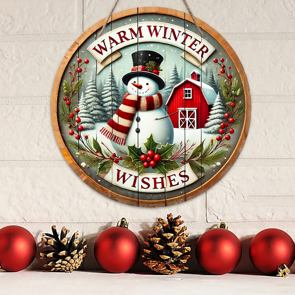 Festive wooden pendant ready for door display or gifting