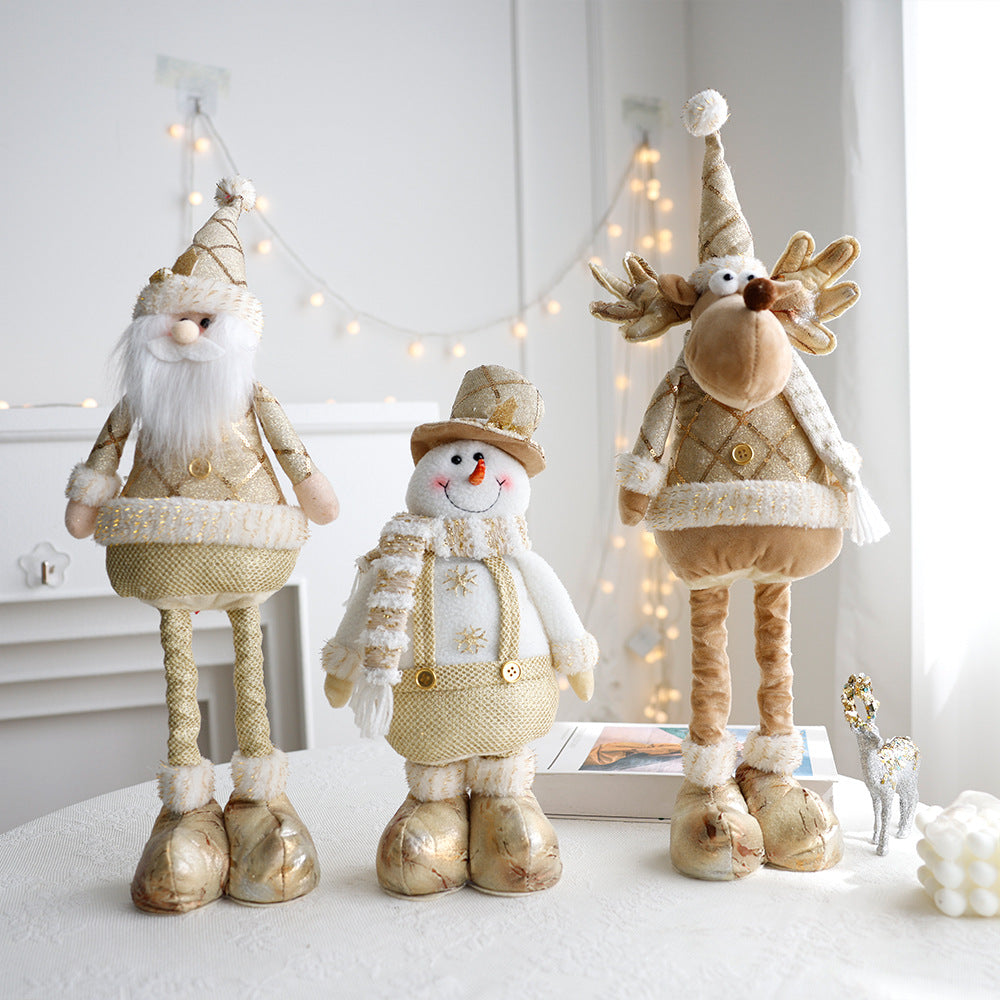 Non-woven fabric golden snowman Christmas decoration in cartoon style