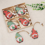 Christmas wooden pendant with four-palace design in warm lighting