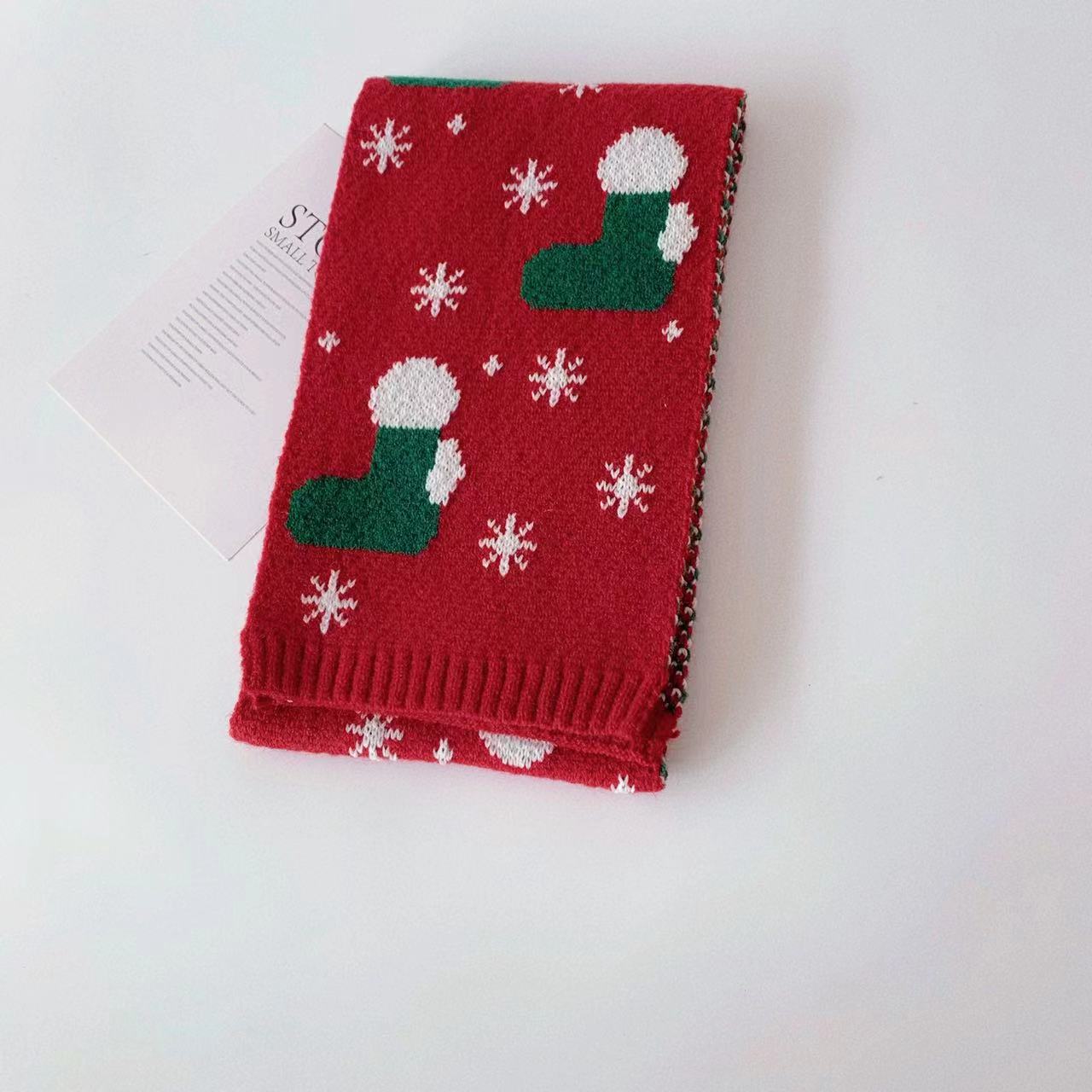 Classic Christmas tree and deer motif scarf for holiday season warmth and style