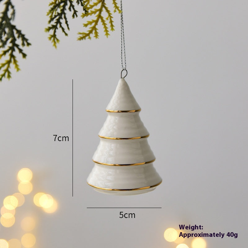 Mini ceramic Christmas house pendant for faith-based home decor and Christmas tree display