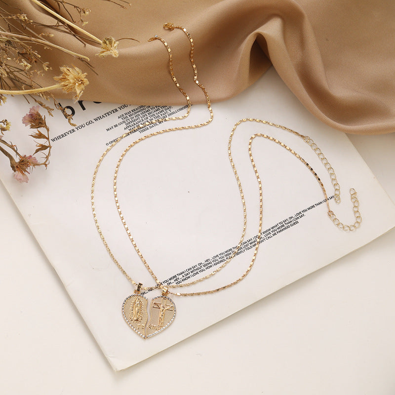 Jesus heart pendant necklace displayed on elegant jewelry stand