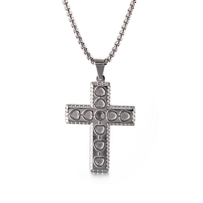 Faith-inspired men's necklace featuring the timeless cross symbol in steel