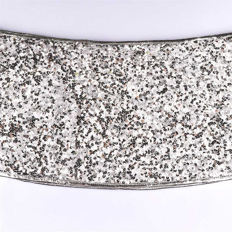 Silver White Sequin Christmas Tree Skirt Secondary image