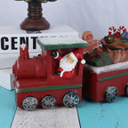 Gingerbread train Christmas decoration on festive background