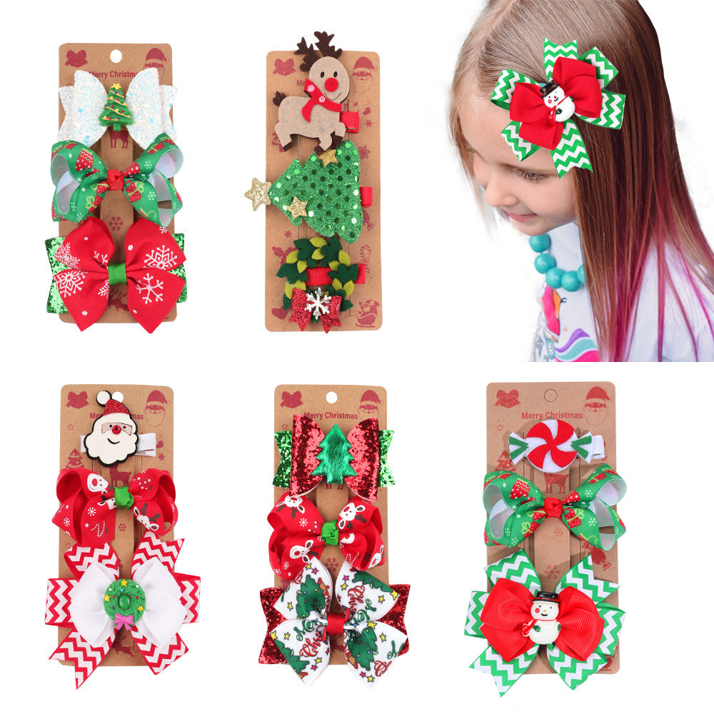 Christmas Bow Barrettes Set for Girls - Ribbon Secondary image