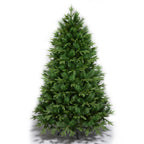 Assembled green Christmas tree ready for holiday decoration