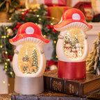 Christmas music box side view showing glass dome and details