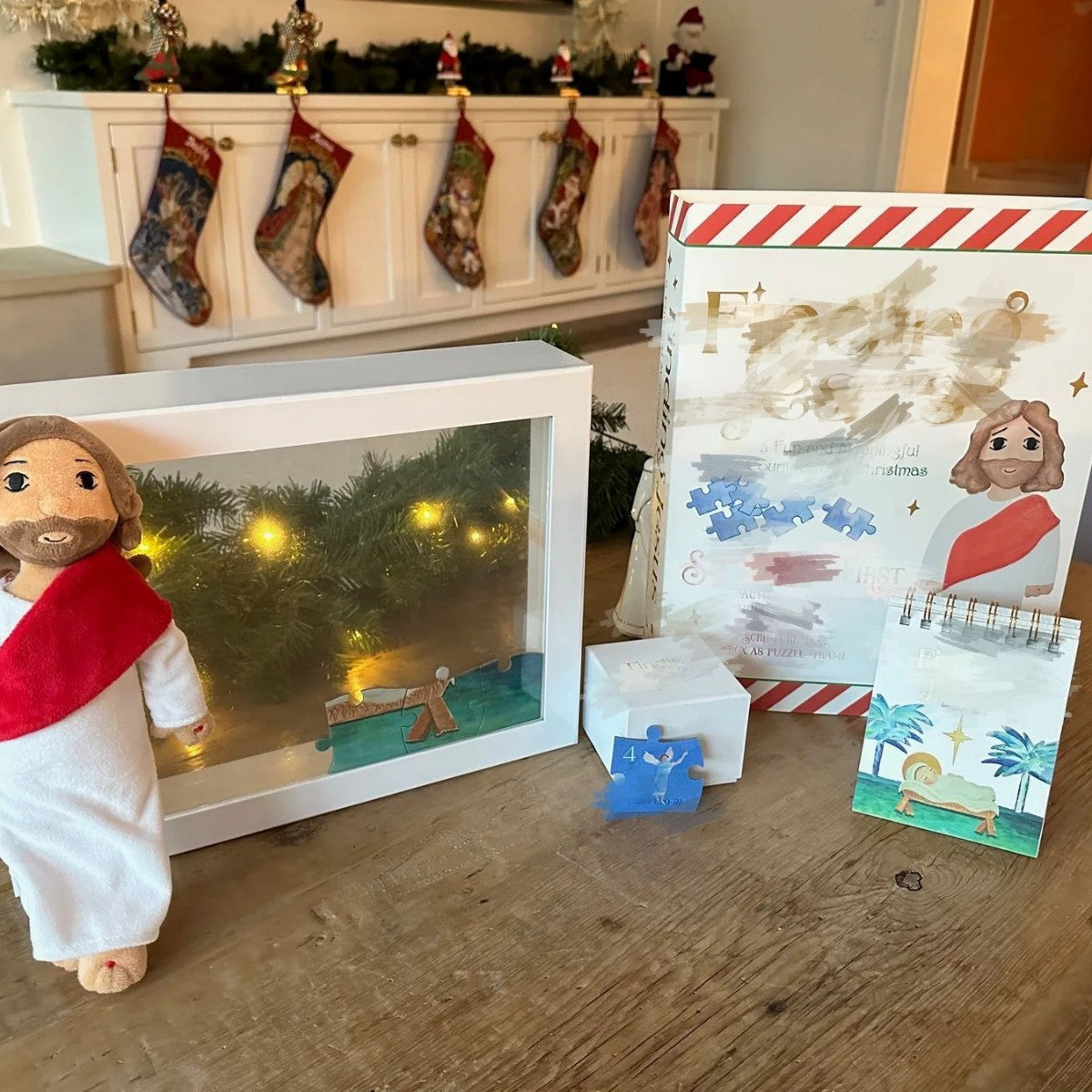 Set of Christmas ornaments including the Finding God countdown piece, family holiday tradition