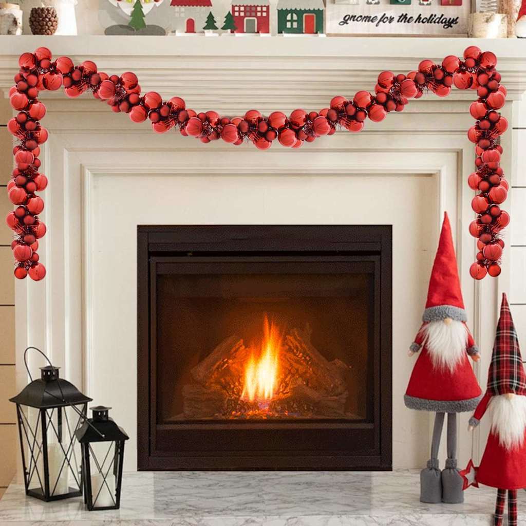 Festive Christmas bauble garland draped decoratively for holiday home styling