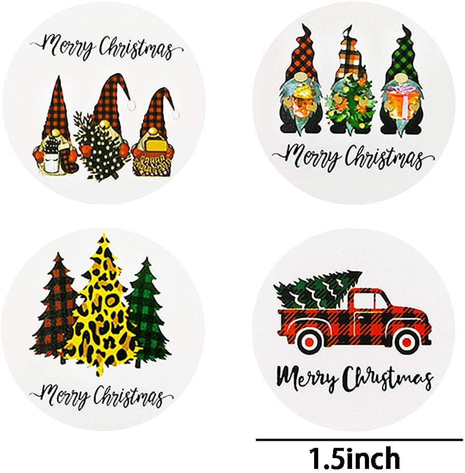 Holiday sticker roll close-up showing colorful Christmas designs