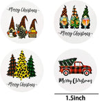 Holiday sticker roll close-up showing colorful Christmas designs