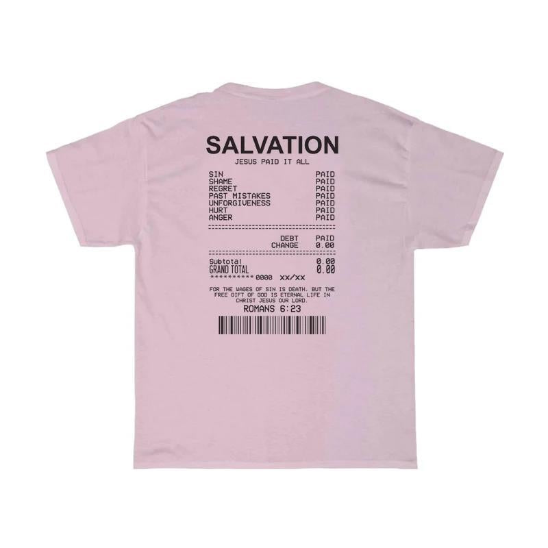 Gray oversized bible verse t-shirt front view