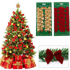 Christmas bow ornament display on decorated tree