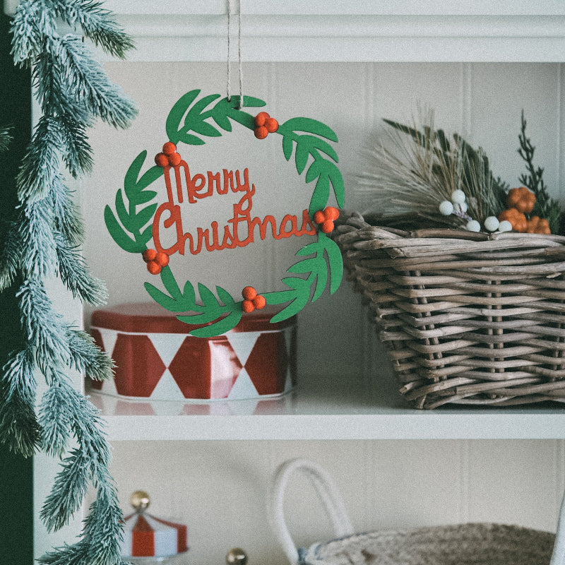 Rustic wooden Christmas ornament with festive charm