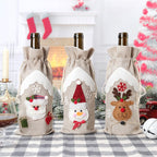 Festive Christmas deer bottle cover in soft cloth material for holiday tables