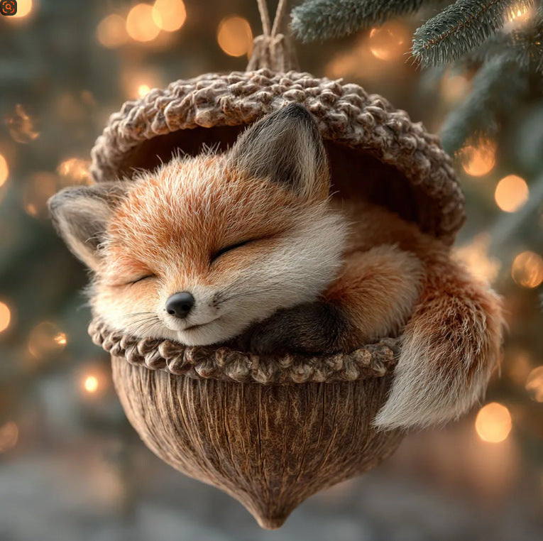 Chestnut squirrel Christmas tree ornament in warm tones for holiday decor Main image