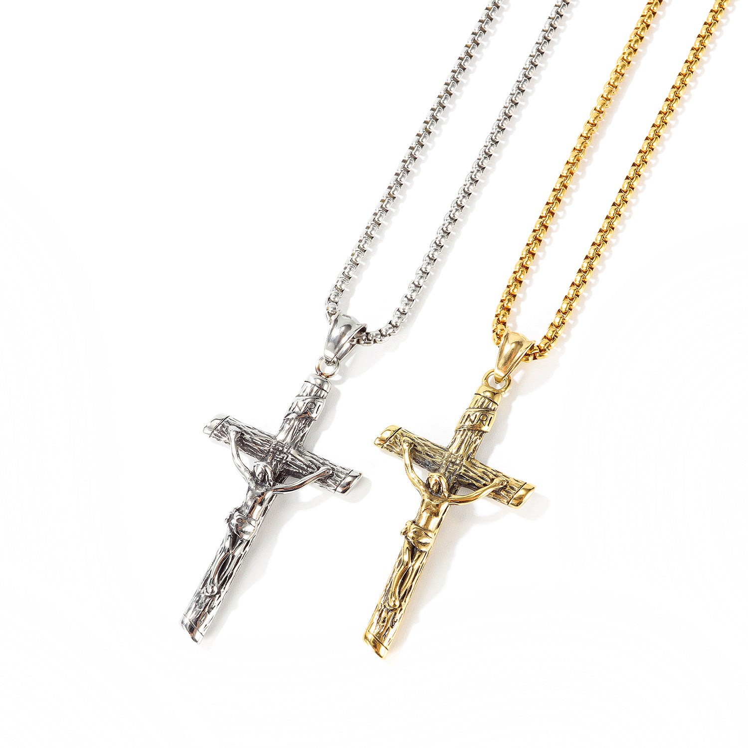 Classic titanium steel cross pendant with electroplated finish