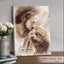 Jesus embraces dog memorial canvas wall art for pet remembrance and comfort