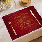 Linen placemat with Christmas design for seasonal dining