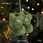 Plush Christmas Boots Pendant in pink for holiday decorating