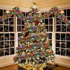 Flower-shaped Christmas lights glowing warm white