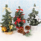 Mini Christmas tree set arranged as festive Christmas party decor