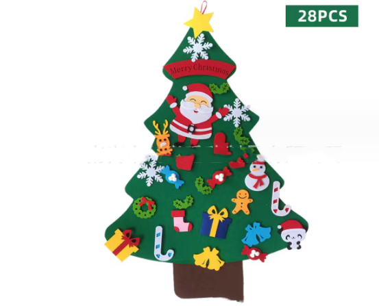 Cream-colored felt Christmas tree pendant with minimalist design appeal